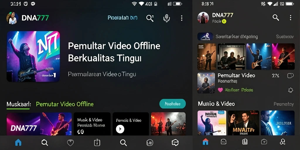Tampilan antarmuka pemutar video DNA777 yang user-friendly.
