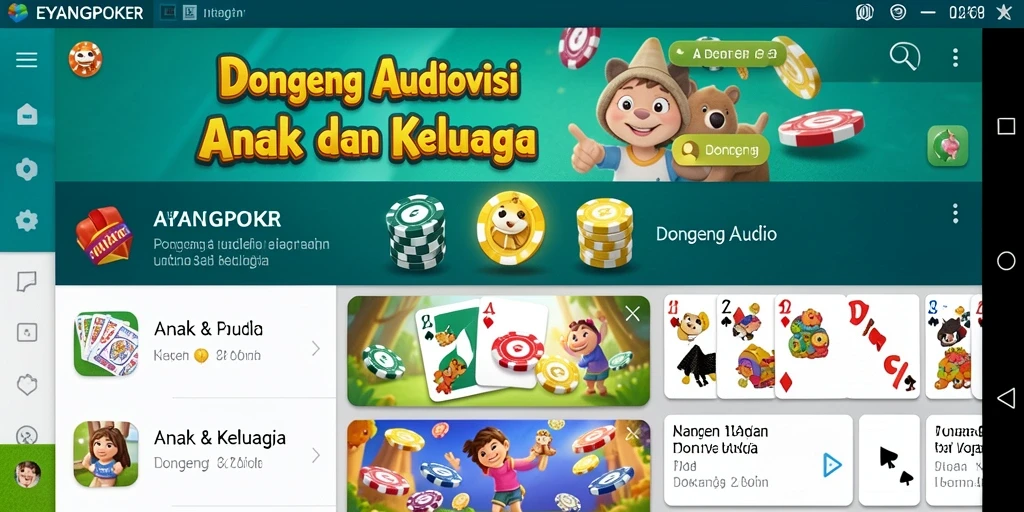 Antarmuka menarik yang menampilkan pilihan dongeng audio.