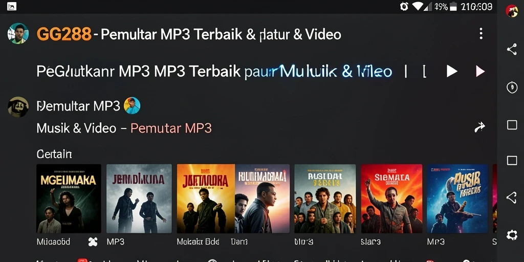 Antarmuka GG288 menunjukkan berbagai fitur Pemutar MP3 yang intuitif.