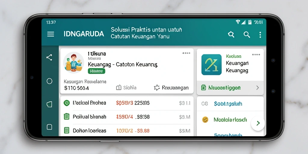 Antarmuka IDNGARUDA menampilkan fitur Catatan Keuangan yang mudah digunakan.