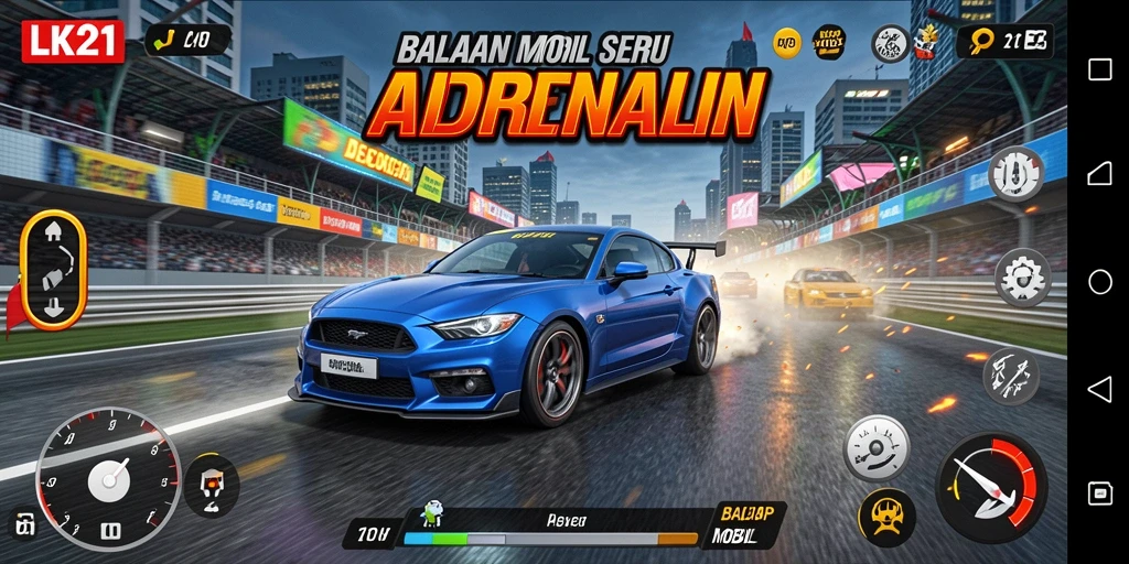 Antarmuka menarik dari game Balap Mobil LK21 yang penuh semangat.