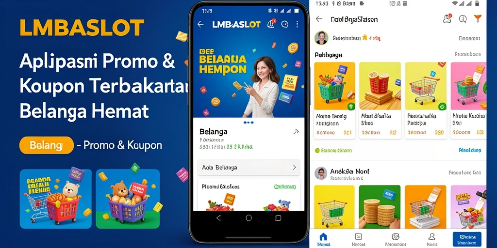 Tampilan antarmuka aplikasi LMBASLOT dengan berbagai promo menarik.