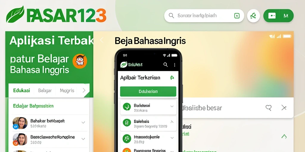 Antarmuka PASAR123 yang menarik untuk belajar Bahasa Inggris.